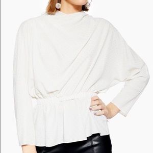 Topshop Gold Polka Dot Open Back Blouse, Size 4